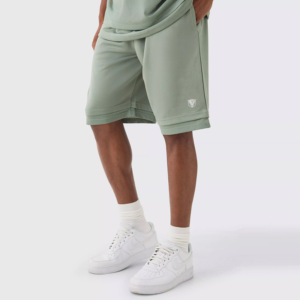 Loose Fit BHM Satin Mesh Long Length Basketball Shorts